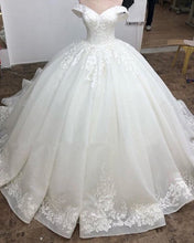 Load image into Gallery viewer, Ball Gown Organza Wedding Dress Lace Appliques Off Shoulder
