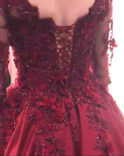Load image into Gallery viewer, Long Sleeves Prom Dresses Maroon
