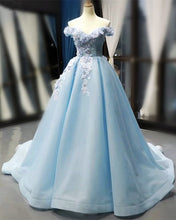 Load image into Gallery viewer, Light Blue Prom Dresses Ball Gown
