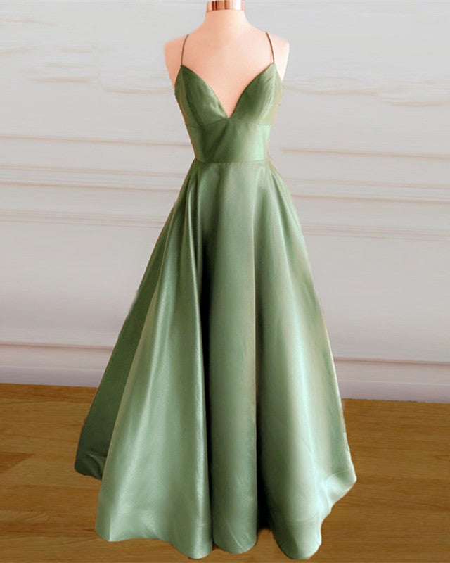 green satin plunge dress US 2 / GREEN