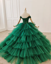 Load image into Gallery viewer, Ball Gown Ruffles Dresses Off The Shoulder Lace Beaded

