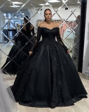 Load image into Gallery viewer, Ball Gown Satin Appliques Dresses Lace Long Sleeves-alinanova
