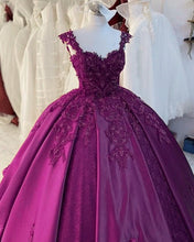 Load image into Gallery viewer, Purple Ball Gown Dress Satin
