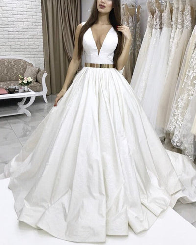 White Satin Wedding Dress