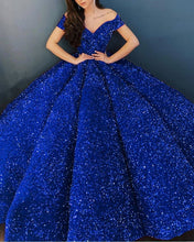 Load image into Gallery viewer, Velvet Sequins Wedding Dress Royal Blue
