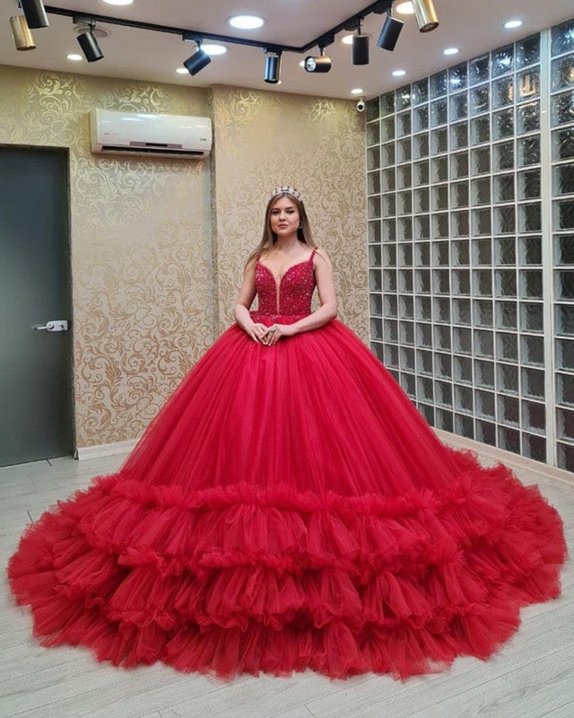 Red Wedding Dress Tulle