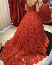 Load image into Gallery viewer, Ball Gown V Neck Lace Dresses Off The Shoulder
