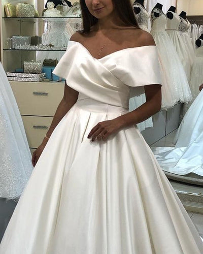 Vintage Satin Wedding Dress Ball Gown 2020