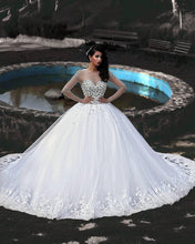 Load image into Gallery viewer, Ball Gown Wedding Dresses Crystal Beaded With Long Sleeves-alinanova
