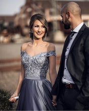 Load image into Gallery viewer, Ball Gowns Lace Embroidery Satin Off Shoulder Wedding Dresses
