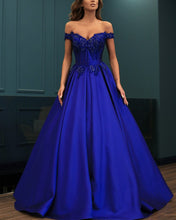 Load image into Gallery viewer, Royal-Blue-Prom-Dress-Satin-Ball-Gowns-Evening-Dresses-2019
