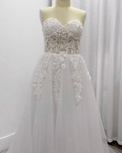 Load image into Gallery viewer, Lace Embroidery Sweetheart See Through Corset Tulle Wedding Dress
