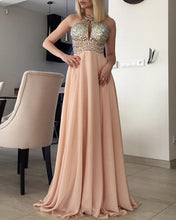 Load image into Gallery viewer, Pink Chiffon Floor Length Prom Dresses
