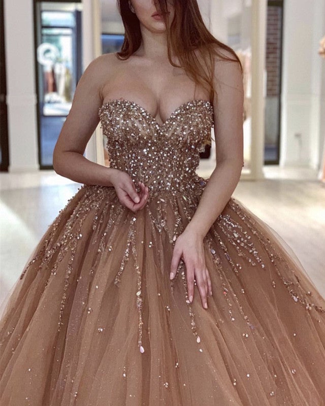 Tulle Ball Gown Corset Dresses Beaded Sweetheart – alinanova