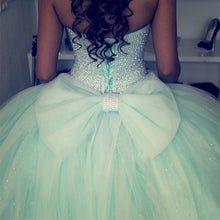 Load image into Gallery viewer, Beading Sweetheart Bow Back Mint Green Quinceanera Dresses Ball Gowns-alinanova
