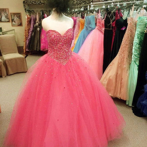 Beading Sweetheart Tulle Ball Gowns Quinceanera Dresses-alinanova