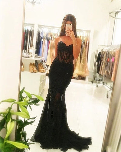 Black Mermaid Corset Prom Dresses