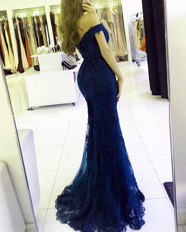 Black Lace Mermaid Prom Dresses Off The Shoulder – alinanova