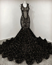 Load image into Gallery viewer, Black Sequin Mermaid African American Prom Dresses
