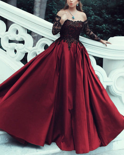 Burgundy Ball Gown Prom Dresses
