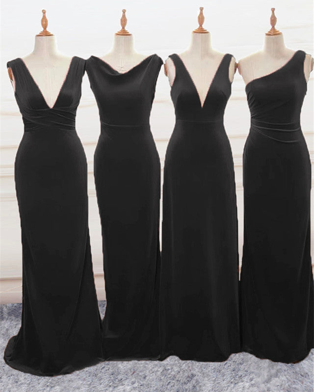 long black velvet bridesmaid dress Velvet Bridesmaid Dress Strapless Leg Slit