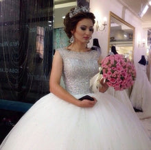 Load image into Gallery viewer, Bling Bling Beading Scoop Neck Ball Gowns Wedding Dresses-alinanova

