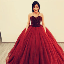 Load image into Gallery viewer, Bling Bling Beading Sweetheart Ice Organza Wedding Dresses Ball Gowns
