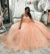 Load image into Gallery viewer, Bling Bling Sequin Beaded Sweetheart Bodice Corset Tulle Quinceanera Dresses Ball Gowns
