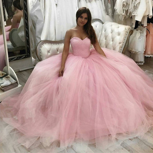 Bling Bling Sequin Beaded Sweetheart Bodice Corset Tulle Quinceanera Dresses Ball Gowns-alinanova