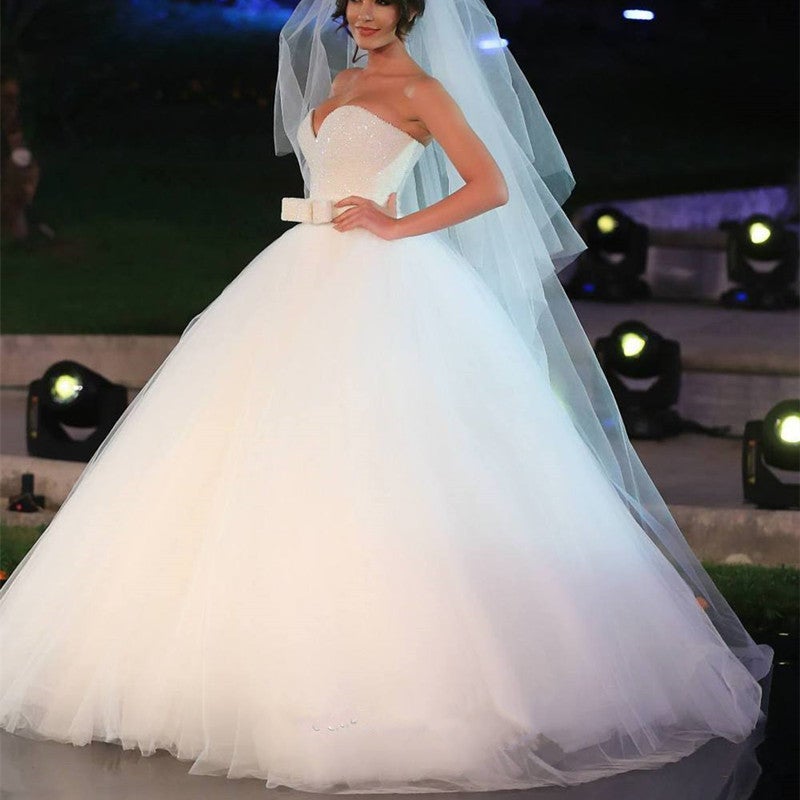 princess ball gown wedding dresses with bling dress sparkly | 3D flower wedding dress Ball Gown Neckline Gorgeous Luxury Beaded Ball Gown