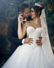 Load image into Gallery viewer, Bling Bling Sweetheart Drop Waist Wedding Princess Dresses Lace Appliques
