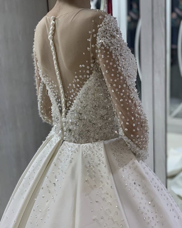 white wedding dress with silver beading Sweetheart White Illusion neck Mermaid Beaded Lace Wedding Dress main image 0