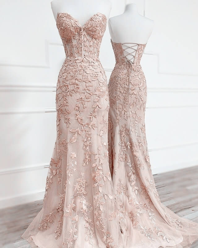 Mermaid Sweetheart Corset Lace Prom Dress alinanova Mermaid Sweetheart Corset Lace Prom Dress alinanova