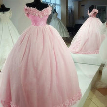 Load image into Gallery viewer, Blush Pink Wedding Dresses Ball Gowns With Flowers
