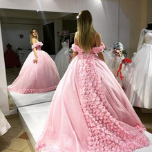 Load image into Gallery viewer, Blush Pink Wedding Dresses Ball Gowns With Flowers
