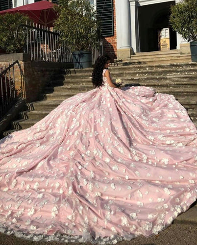 Blush Pink Wedding Dresses Sweetheart Ball Gowns With Lace Flower Embroidery-alinanova