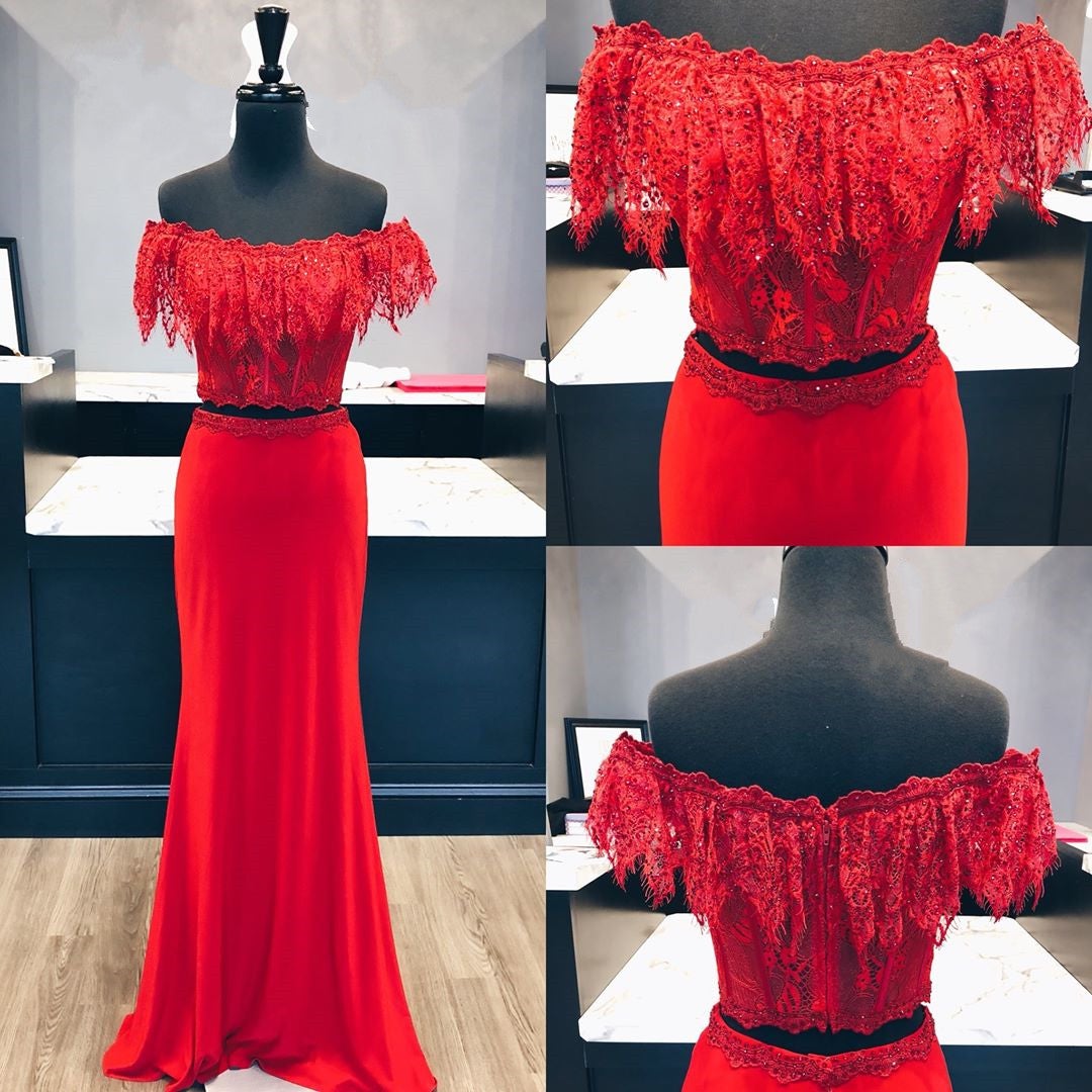 strapless open back dress Zapaka Women Beaded Red Prom Dress with Slit Ruched Strapless Mermaid Corset Long Formal Dress, Red / US12 main image 0