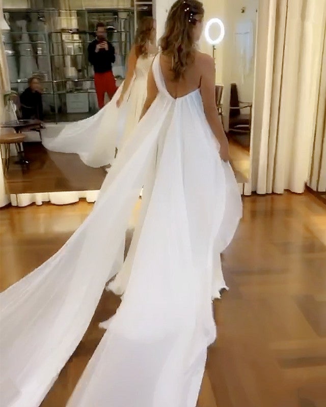 chiffon one shoulder wedding dress Modern One shoulder Asymmetric Chiffon wedding dresses
