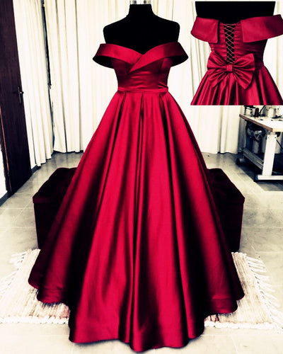 Bow Back Prom Dresses Ball Gowns Off The Shoulder-alinanova