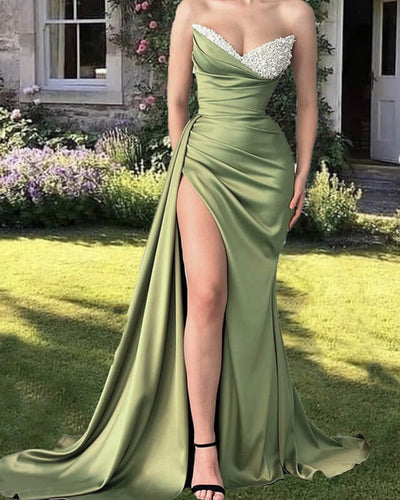 Mermaid Sage Satin Dress