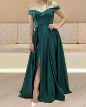 Load image into Gallery viewer, Dark Green Satin Bridesmaid Dresses

