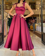 Load image into Gallery viewer, Sweetheart Corset Midi Length Satin Dress
