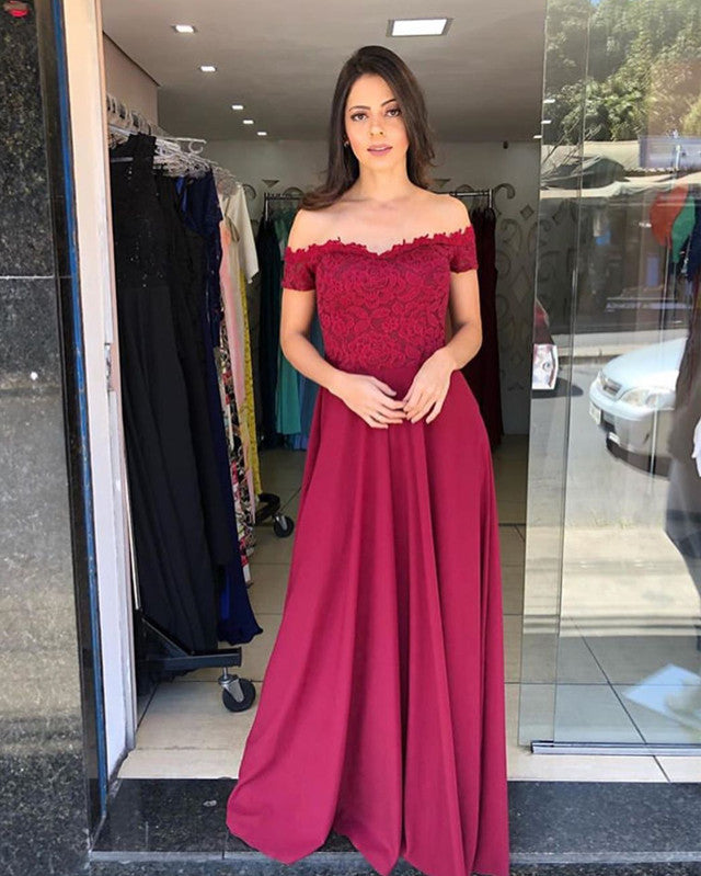 Elegant Appliques Off Shoulder Bridesmaid Dresses Long