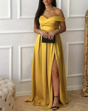 Load image into Gallery viewer, Mustard Yellow Bridesmaid Dresses Satin
