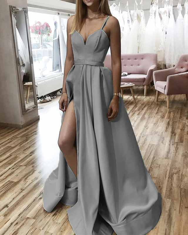 Spaghetti Straps Bridesmaid Dress Long Satin Slit – alinanova spaghetti-straps-bridesmaid-dress-long-satin-slit-alinanova