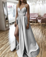 Load image into Gallery viewer, Silver Bridesmaid Dresses Satin
