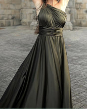 Load image into Gallery viewer, Long Chiffon Bridesmaid Dresses One Shoulder Side Split
