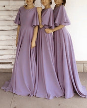 Load image into Gallery viewer, Modest Chiffon Bridesmaid Dresses With Sleeves-alinanova
