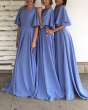 Load image into Gallery viewer, Modest Chiffon Bridesmaid Dresses With Sleeves
