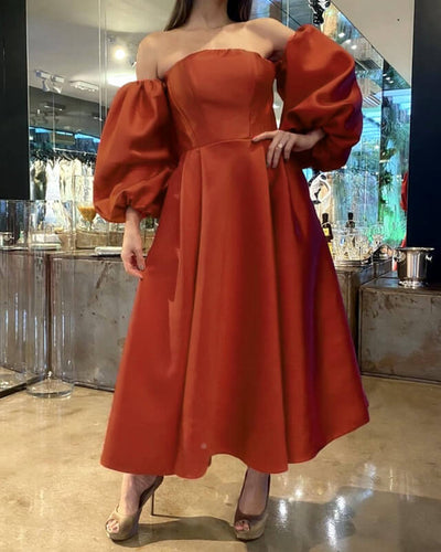 Burnt Orange Bridesmaid Short Dress